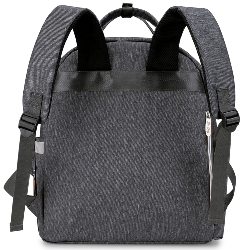 LITTLE STORY Quilted Diaper Backpack w/Pacifier bag and Stroller hooks - Grey