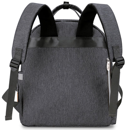 LITTLE STORY Quilted Diaper Backpack w/Pacifier bag and Stroller hooks - Grey