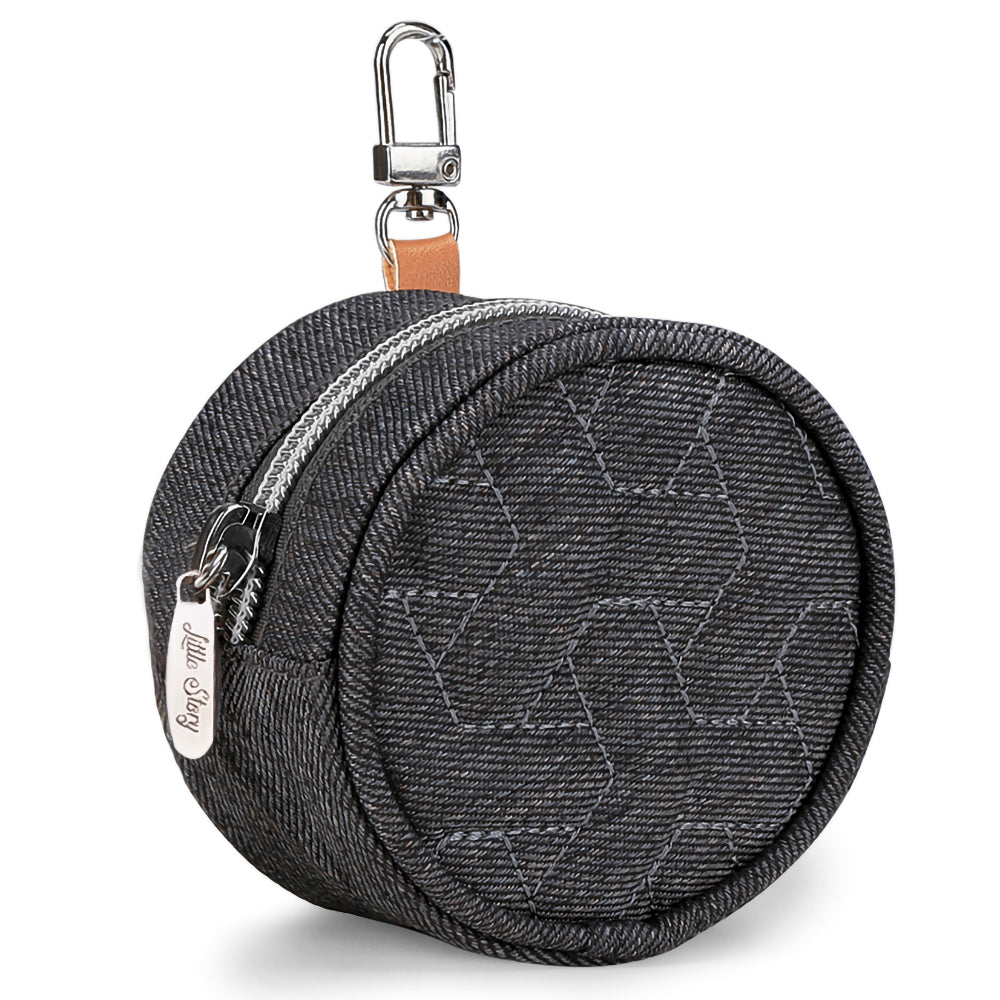 LITTLE STORY Quilted Diaper Backpack w/Pacifier bag and Stroller hooks - Grey