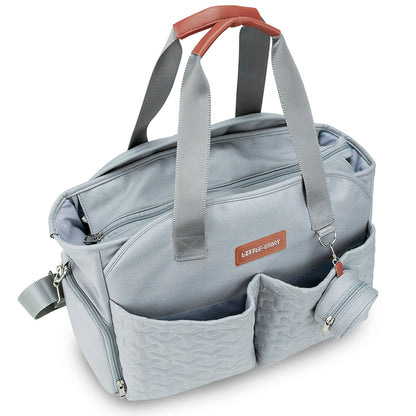 LITTLE STORY Quilted Diaper Bag w/Pacifier Pouch - Blue