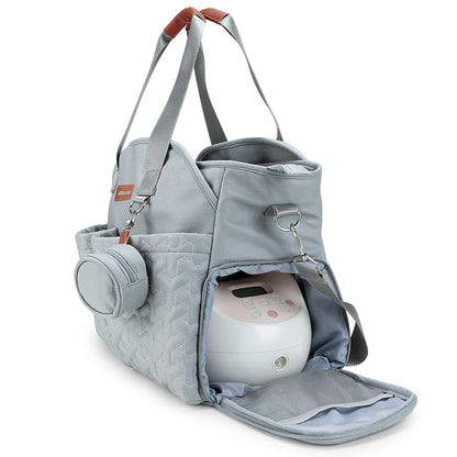 LITTLE STORY Quilted Diaper Bag w/Pacifier Pouch - Blue
