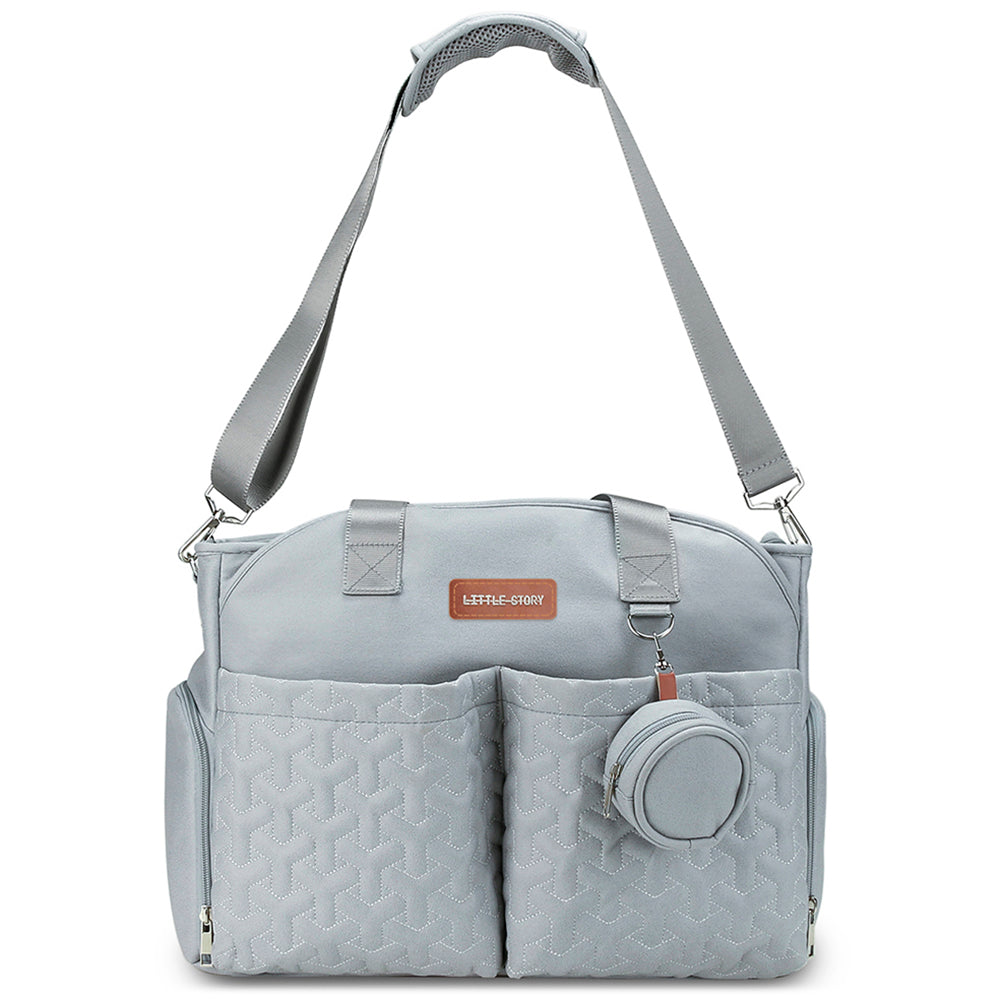 LITTLE STORY Quilted Diaper Bag w/Pacifier Pouch - Blue