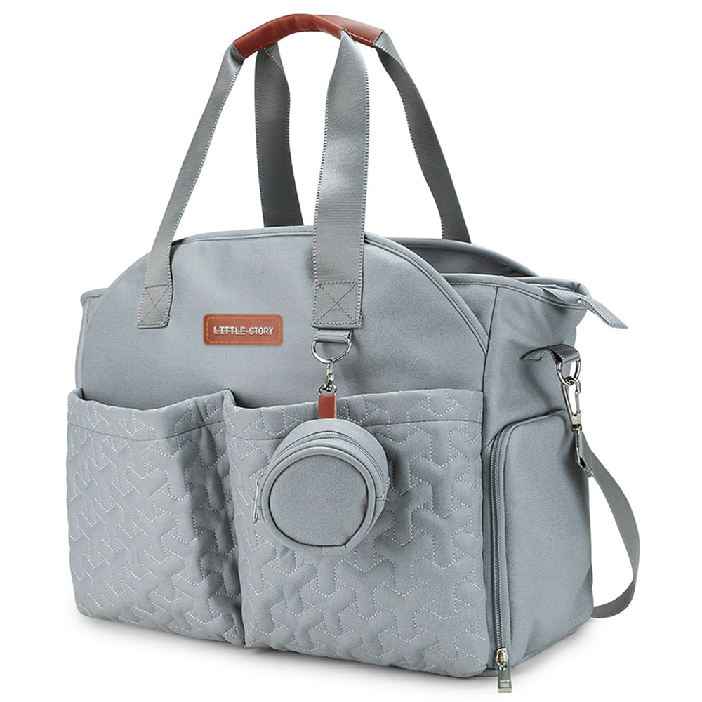 LITTLE STORY Quilted Diaper Bag w/Pacifier Pouch - Blue