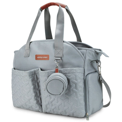 LITTLE STORY Quilted Diaper Bag w/Pacifier Pouch - Blue