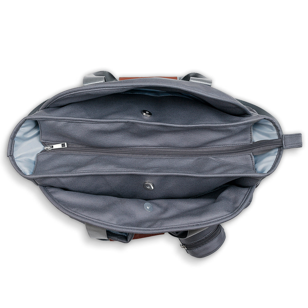 LITTLE STORY Quilted Diaper Bag w/Pacifier Pouch - Dark Grey