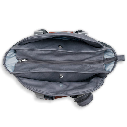 LITTLE STORY Quilted Diaper Bag w/Pacifier Pouch - Dark Grey