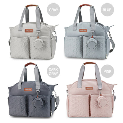 LITTLE STORY Quilted Diaper Bag w/Pacifier Pouch - Dark Grey
