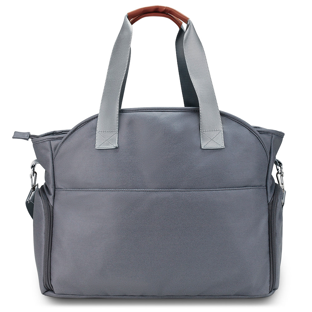 LITTLE STORY Quilted Diaper Bag w/Pacifier Pouch - Dark Grey