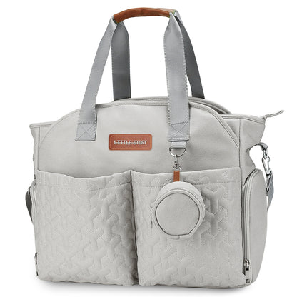 LITTLE STORY Quilted Diaper Bag w/Pacifier Pouch - Grey