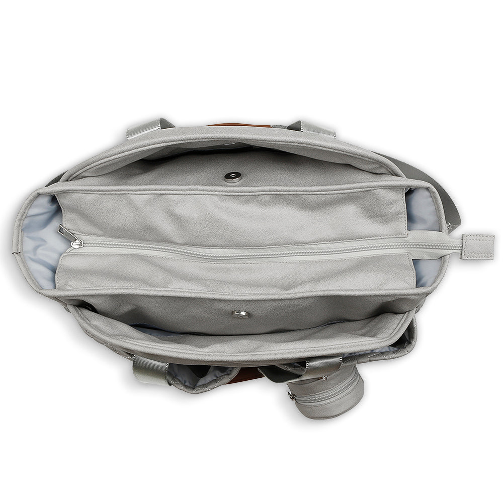 LITTLE STORY Quilted Diaper Bag w/Pacifier Pouch - Grey