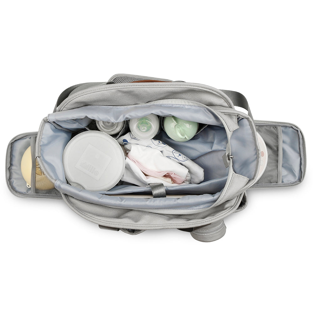 LITTLE STORY Quilted Diaper Bag w/Pacifier Pouch - Grey