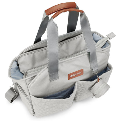 LITTLE STORY Quilted Diaper Bag w/Pacifier Pouch - Grey