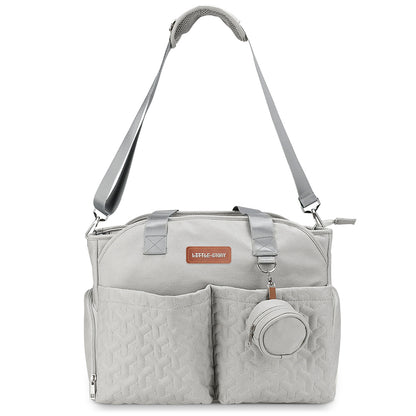 LITTLE STORY Quilted Diaper Bag w/Pacifier Pouch - Grey
