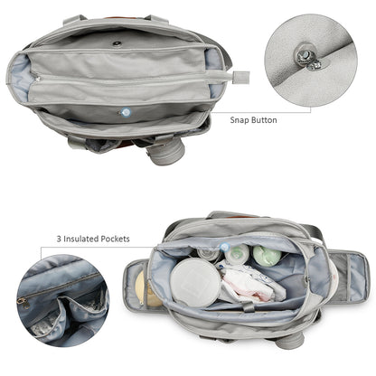 LITTLE STORY Quilted Diaper Bag w/Pacifier Pouch - Grey