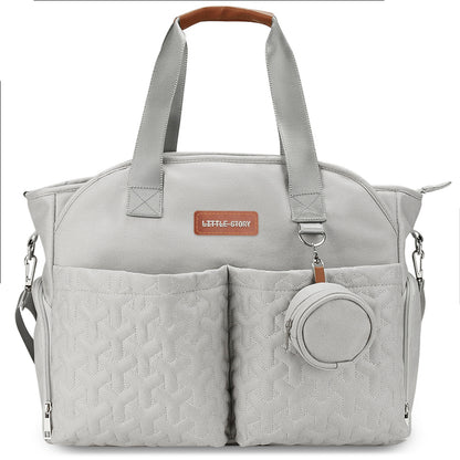 LITTLE STORY Quilted Diaper Bag w/Pacifier Pouch - Grey