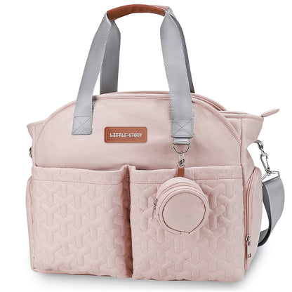 LITTLE STORY Quilted Diaper Bag w/Pacifier Pouch - Pink