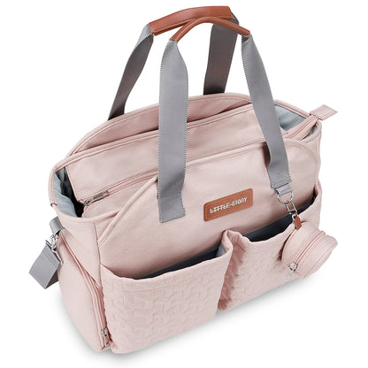 LITTLE STORY Quilted Diaper Bag w/Pacifier Pouch - Pink
