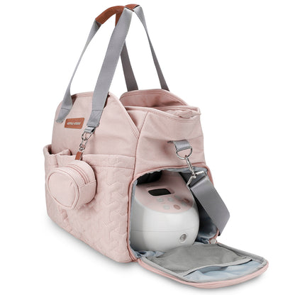 LITTLE STORY Quilted Diaper Bag w/Pacifier Pouch - Pink