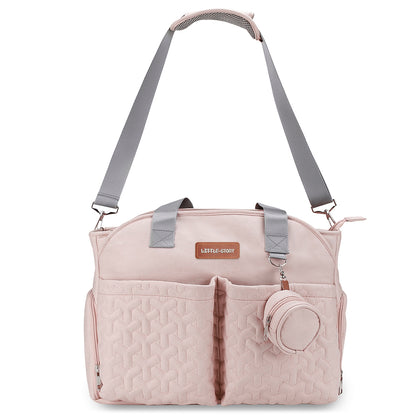 LITTLE STORY Quilted Diaper Bag w/Pacifier Pouch - Pink