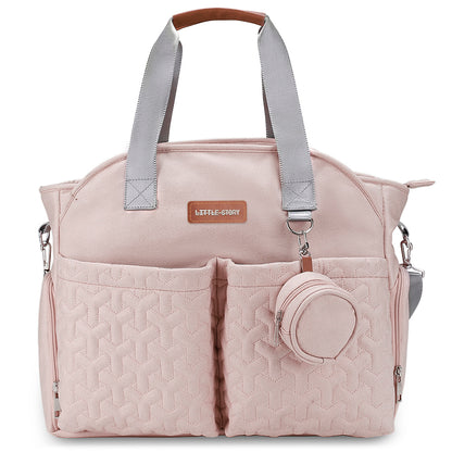 LITTLE STORY Quilted Diaper Bag w/Pacifier Pouch - Pink