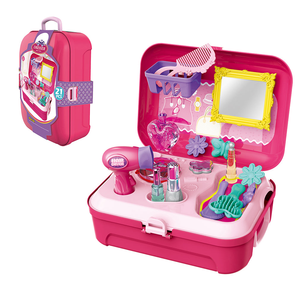 LITTLE STORY Role Play Beautician/Make Up Box Backpack (21 Pcs) - Pink