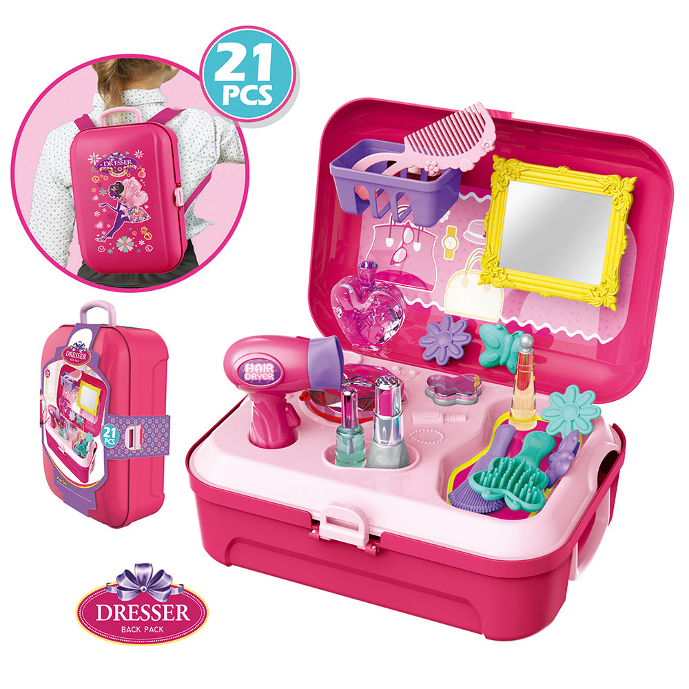 LITTLE STORY Role Play Beautician/Make Up Box Backpack (21 Pcs) - Pink