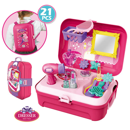 LITTLE STORY Role Play Beautician/Make Up Box Backpack (21 Pcs) - Pink