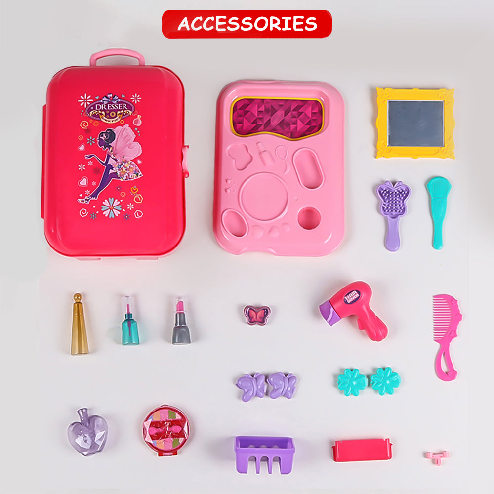 LITTLE STORY Role Play Beautician/Make Up Box Backpack (21 Pcs) - Pink