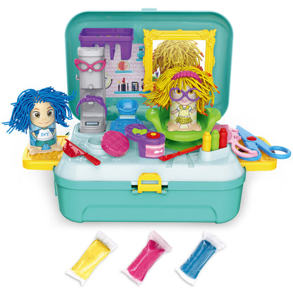 LITTLE STORY Role Play Beautician/Make Up Box With Dough Backpack (30 Pcs) - Green