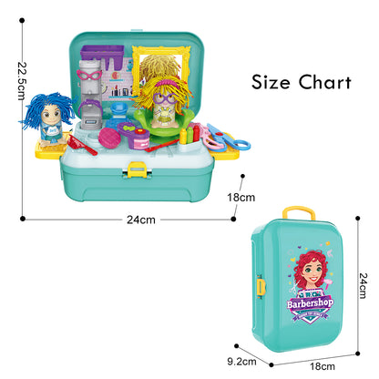LITTLE STORY Role Play Beautician/Make Up Box With Dough Backpack (30 Pcs) - Green