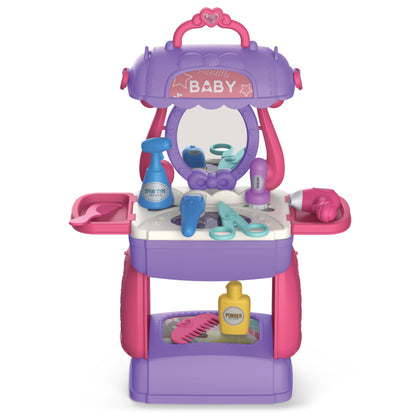 LITTLE STORY Role Play Beautician/Salon/Beauty Parlor Toy Set Satchel (21Pcs) - Purple, 3 - In - 1 Mode