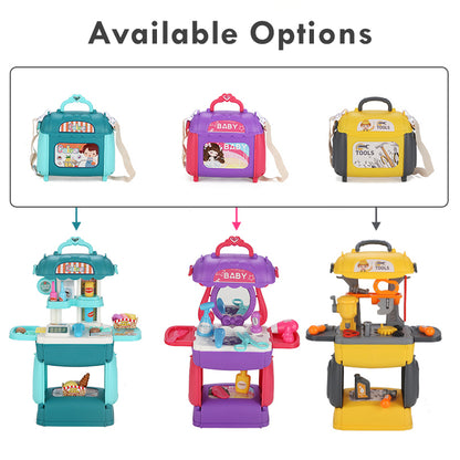LITTLE STORY Role Play Beautician/Salon/Beauty Parlor Toy Set Satchel (21Pcs) - Purple, 3 - In - 1 Mode