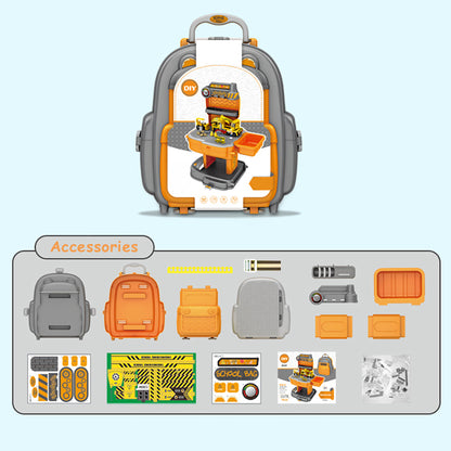 LITTLE STORY Role Play Construction Site With JCB Truck And Block Toy Set School Bag (239 Pcs) - Orange, 2 - In - 1 Mode