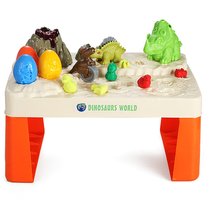 LITTLE STORY Role Play Dinosaur World Toy Set (17 Pcs) With Inbuilt Light & Sound Volcano & Dough - White, 2 - In - 1 Mode