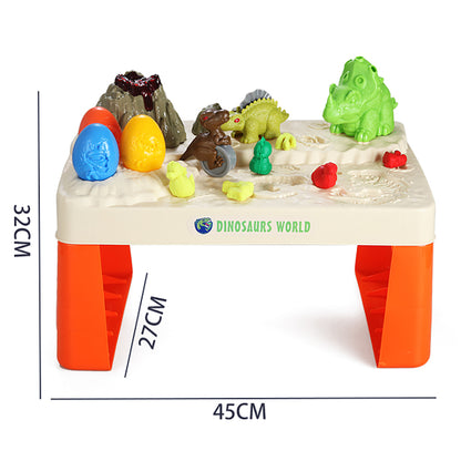 LITTLE STORY Role Play Dinosaur World Toy Set (17 Pcs) With Inbuilt Light & Sound Volcano & Dough - White, 2 - In - 1 Mode