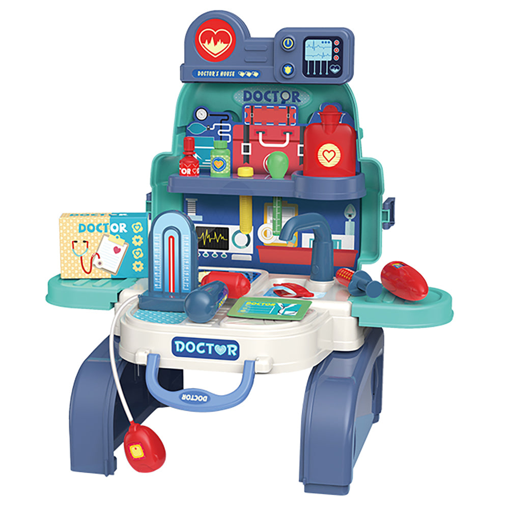 LITTLE STORY Role Play Doctor/Nurse/Clinic Toy Set School Bag (23 Pcs) - Blue, 3 - In - 1 Mode