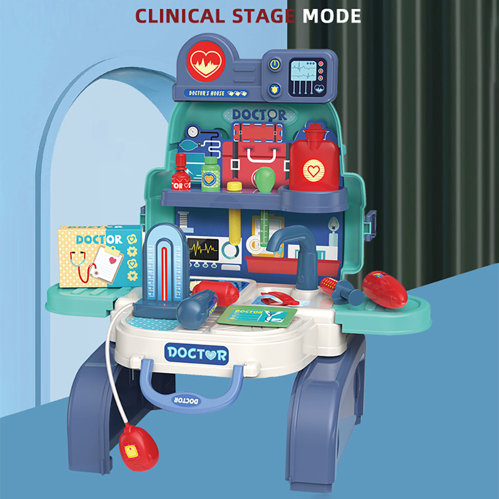 LITTLE STORY Role Play Doctor/Nurse/Clinic Toy Set School Bag (23 Pcs) - Blue, 3 - In - 1 Mode