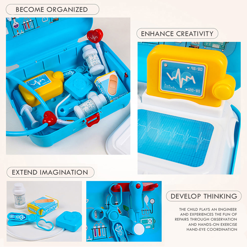 LITTLE STORY Role Play Hospital/Doctor Set Box Backpack (17 Pcs) - Blue