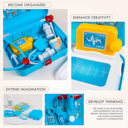 LITTLE STORY Role Play Hospital/Doctor Set Box Backpack (17 Pcs) - Blue