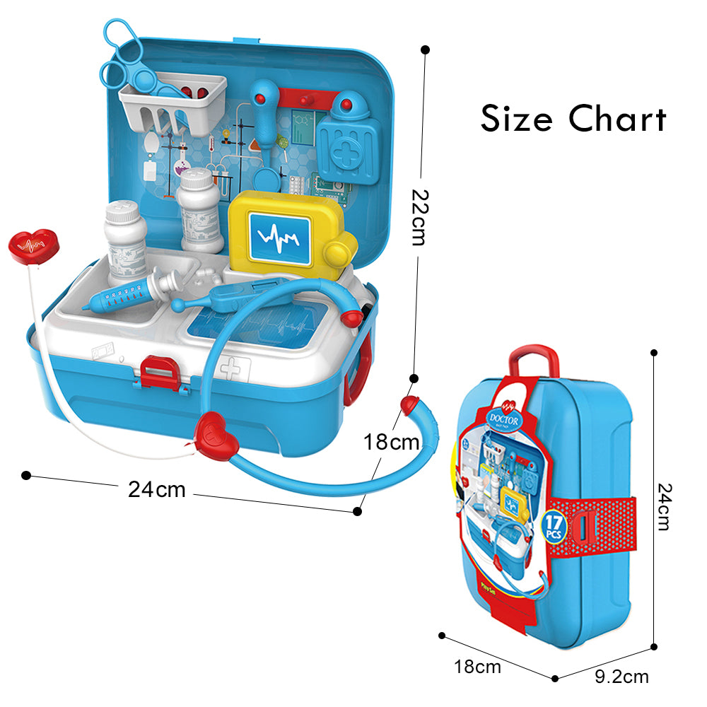 LITTLE STORY Role Play Hospital/Doctor Set Box Backpack (17 Pcs) - Blue