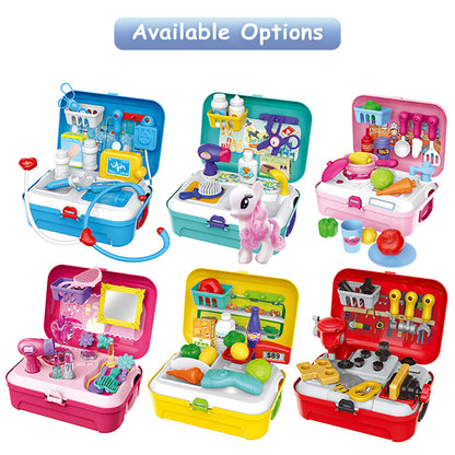 LITTLE STORY Role Play Hospital/Doctor Set Box Backpack (17 Pcs) - Blue