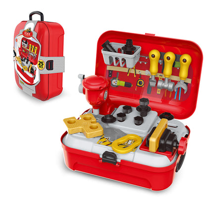 LITTLE STORY Role Play Mechanic/Builder Toolbox Backpack (25 Pcs) - Red