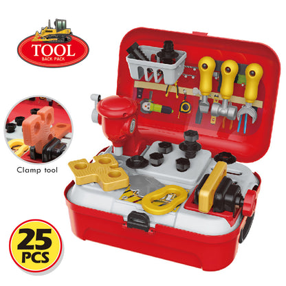LITTLE STORY Role Play Mechanic/Builder Toolbox Backpack (25 Pcs) - Red