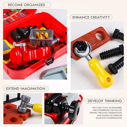 LITTLE STORY Role Play Mechanic/Builder Toolbox Backpack (25 Pcs) - Red