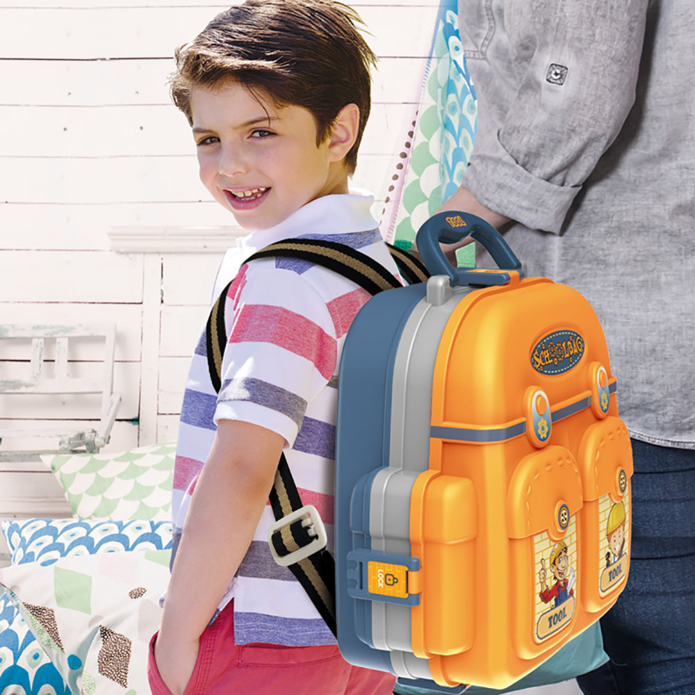 LITTLE STORY Role Play Mechanic/Tools Station Toy Set School Bag (23 Pcs) - Yellow, 3 - In - 1 Mode