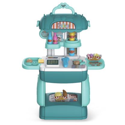 LITTLE STORY Role Play Shopkeeper/Supermarket Toy Set Satchel (35 Pcs) - Green, 3 - In - 1 Mode