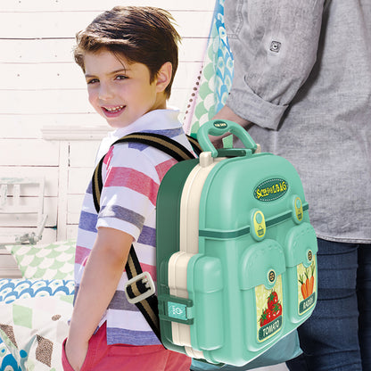 LITTLE STORY Role Play Shopkeeper/Supermarket Toy Set School Bag (36 Pcs) - Green, 3 - In - 1 Mode