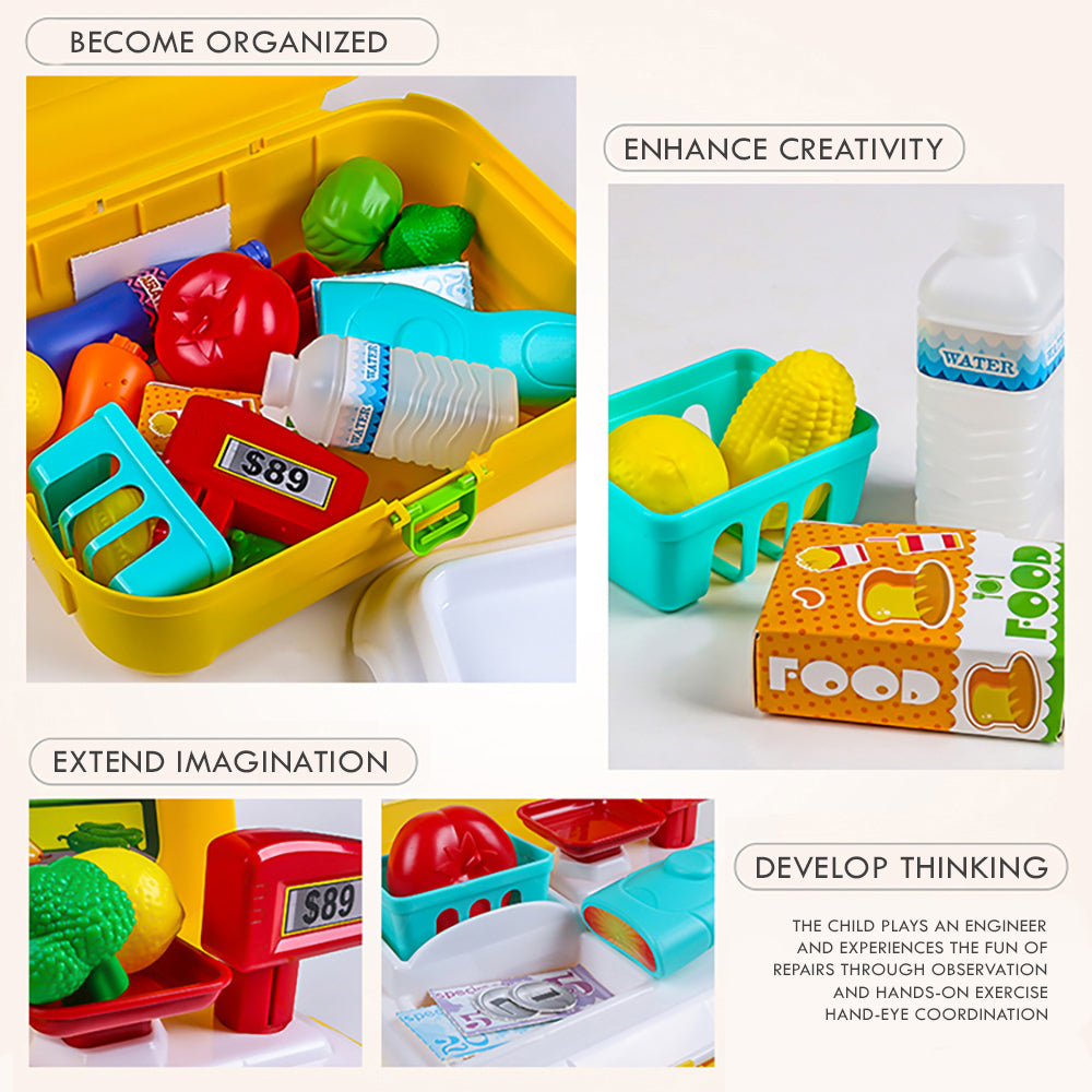 LITTLE STORY Role Play Shopkeeper/Supermarket Set Box Backpack (21 Pcs) - Yellow