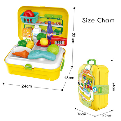 LITTLE STORY Role Play Shopkeeper/Supermarket Set Box Backpack (21 Pcs) - Yellow