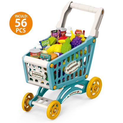 LITTLE STORY Role Play Market Shopping Cart Toy Set (56 Pcs) - Green